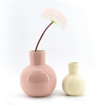 K&B Nordic Ceramic Vases: Cute Handmade Porcelain Ball Sublimation Round Mini Decorative Flower Vases
