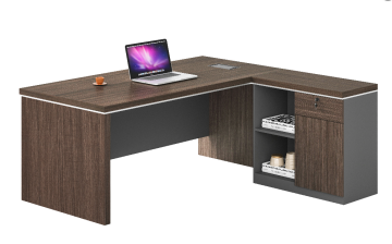 L-shape Manager Desk with Side Cabinet