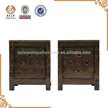 chinese tailai Antique furniture solid wood bedside small cabinet