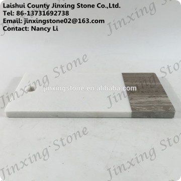 Best Selling Marble Cutting Board White and Ancient Wood Splicing Two Tone Marble Cheese Board Set                        
                                                Quality Choice