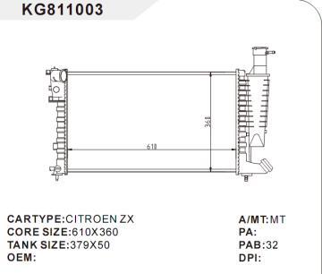 auto radiator car for CITROEN ZX