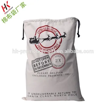 Cotton gift bag, Elk and Santa Claus christmas bag