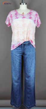 Ladie's Burn Out T-shirt met korte mouwen