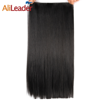 AliLeader Best Quality Wholesale Clip In Synthetic Clip-in One Piece Hairpiece, 22" 120G Silky Straight Clip In Hair Extension