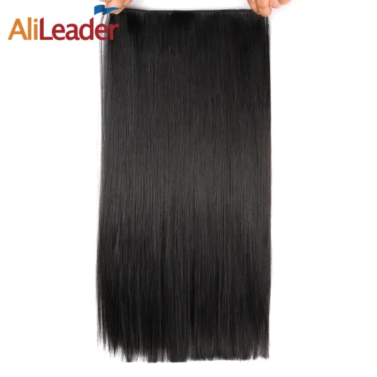 AliLeader Best Quality Wholesale Clip In Synthetic Clip-in One Piece Hairpiece, 22" 120G Silky Straight Clip In Hair Extension