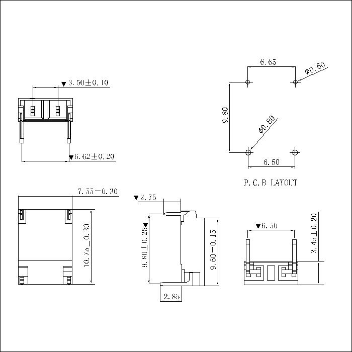 BHS3.50mm through hole Wafe Connector Series AW3501SV-02P