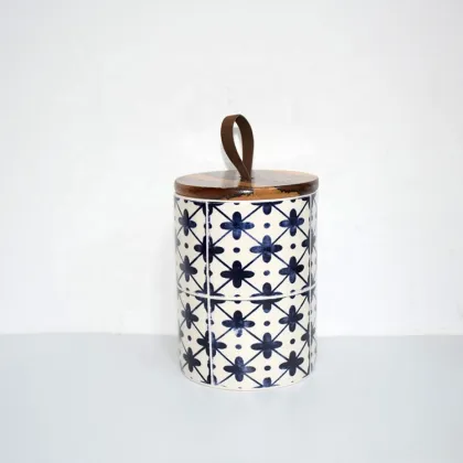 Nordic Ceramic Cookie Jar with Bamboo Lid