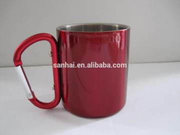 double wall stainless steel coffee mug with handle