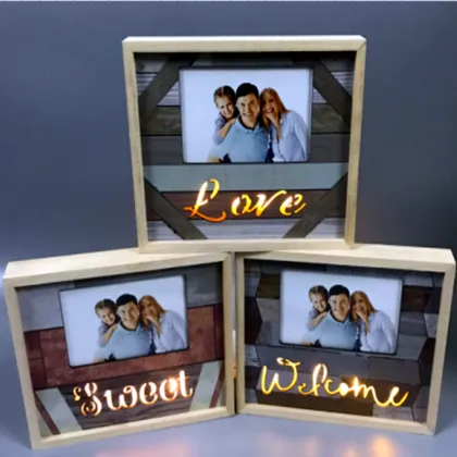 Wholesale Custom Wooden Frame with LED Lights for Photo Decoration