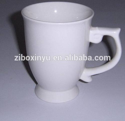 ZIBO XINYU XY-0765 Elegant Pure White Porcelain Coffee Cup with Special Design Handle