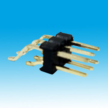 Surface mount SMD right angle 2.54mm pitch pin headers connector, single/double row, gold flash/tin
