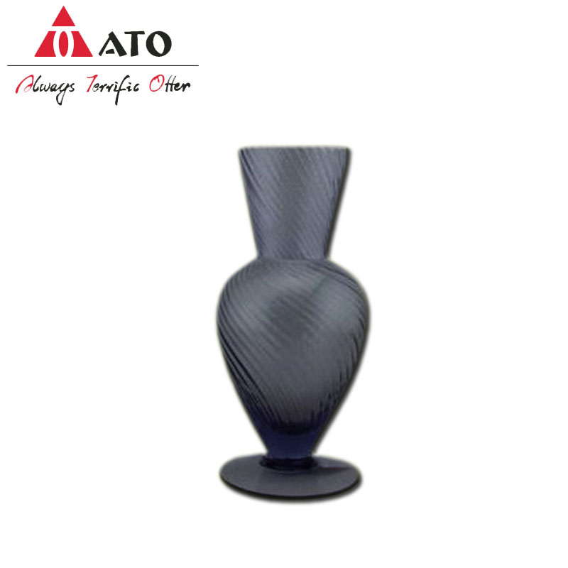 Vertical Stripe blue Glass Water Culture Flower Vase