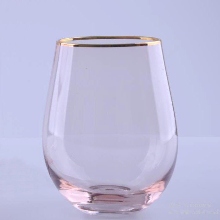 Br 8291pink Colored Red Wine Glasses With Gold Rim