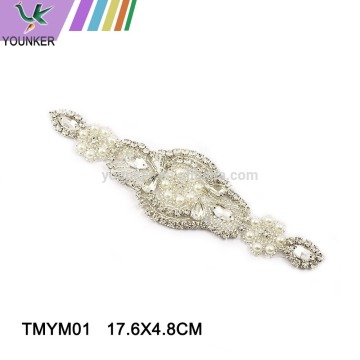 Crystal Beaded Applique, Rhinestone Applique, Wing Applique Sashes Fascinators Headbands Apparel Wedding Bridal