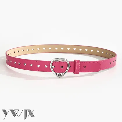Stylish Rose Pink Women's Heart Buckle Belt