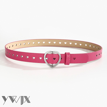 Stylish Rose Pink Women's Heart Buckle Belt