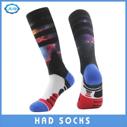 Men Fashion 3D/Digital Printing Coolmax Functional Basketball Sport Socks