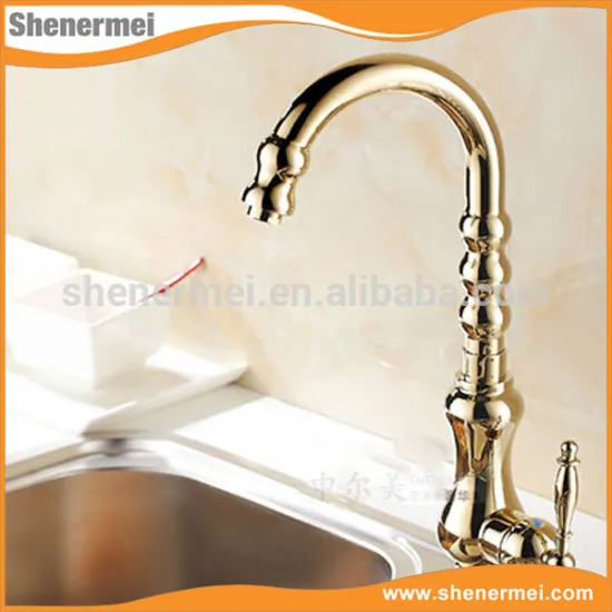 Antique Brass Golden Hand Wash Basin Mixer Faucet curved