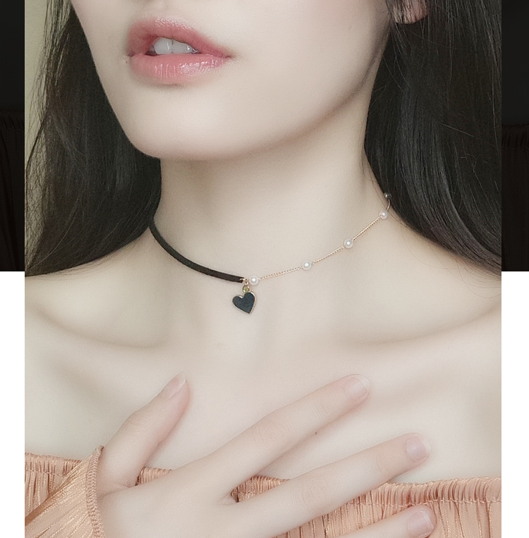 Wholesale fashion Valentine's Heart Pearl Chain necklace