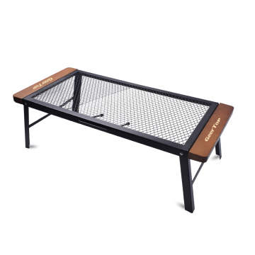 Convenient Folding Net Camping Table with Outdoor Anti-Scalding Wooden Handle