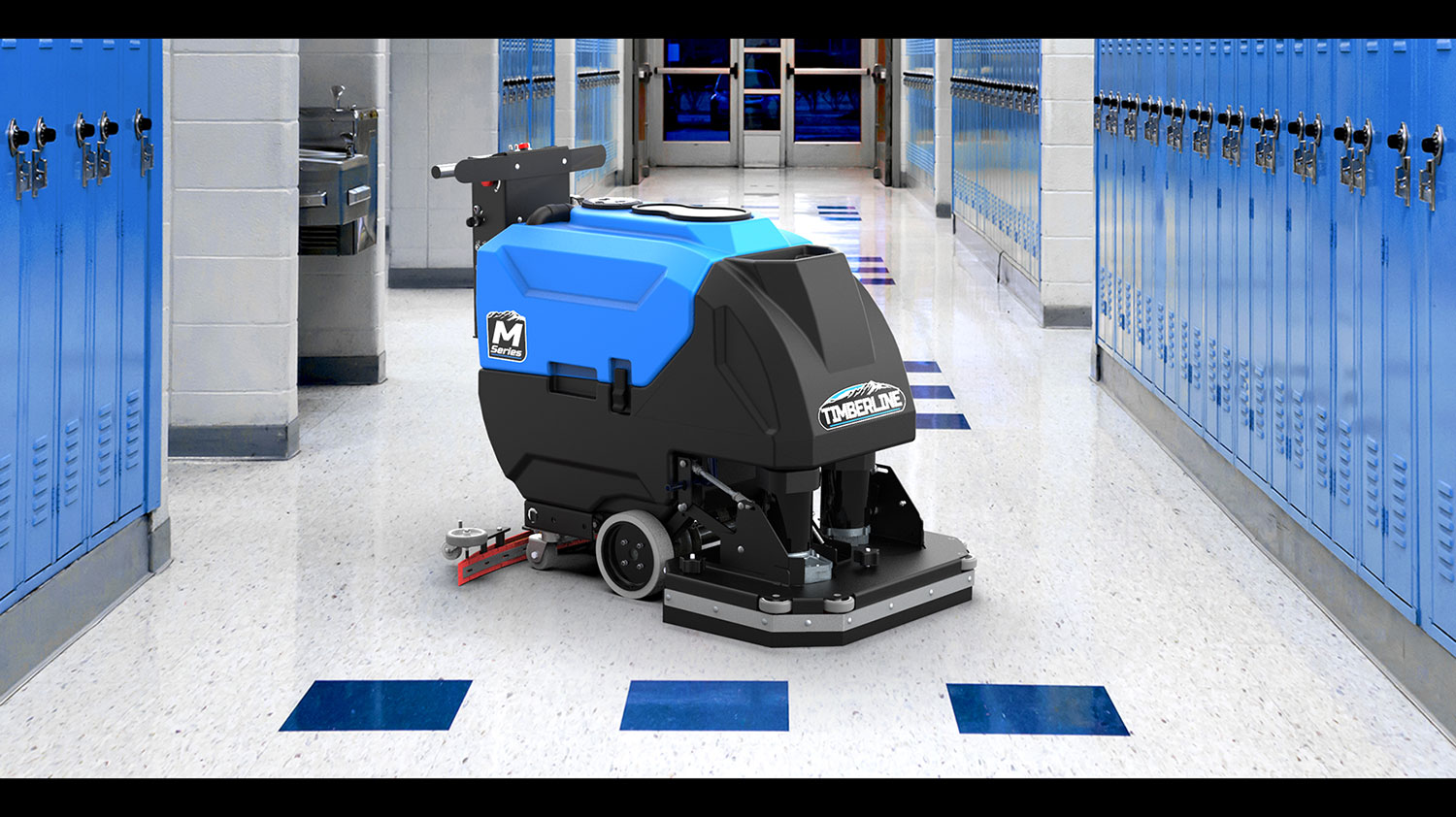 A Blue Floor Scrubber