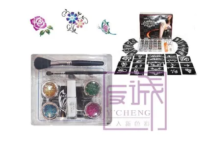 Oem 4 Colors Temporary Diamond Body Painting Glitter Tattoo Kits