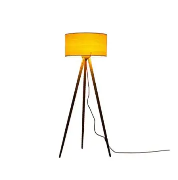 Traditional wooden fabric tripod floor lamp
