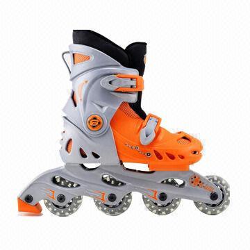 Aluminum orange roller shoes, 4-laser wheel, customized logos and designs are accepted
