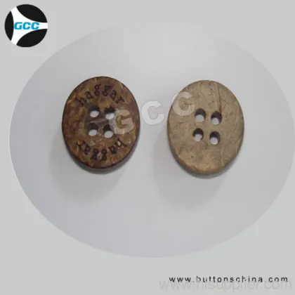 Raw Coconut Button With Logo Natural Color 
