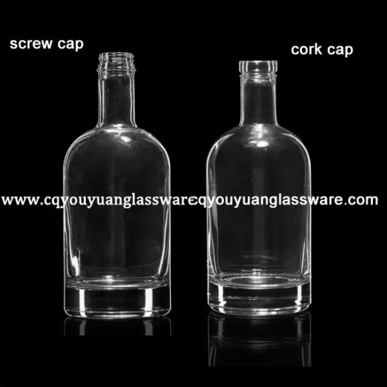 750ml super clear vodka whiskey glass bottle with different bottle finish