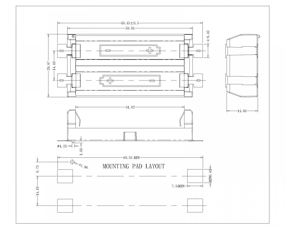 Dual AA Battery Holder SMT type