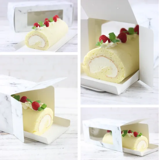 Marble pattern swiss roll cake box wholesale