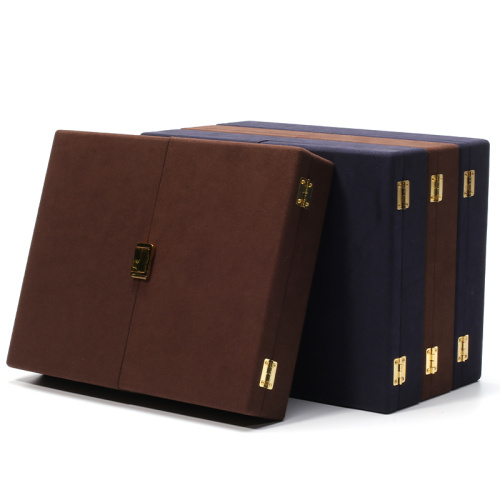 Custom Luxury Brown Microfiber Leather Jewelry Set Box