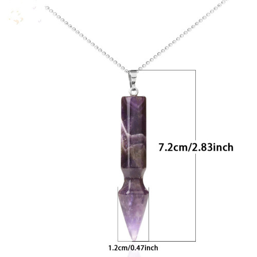 Natural Gemstone Cone Pendant Necklace Healing Crystal Quartz Reiki Chakra Gem Stones 18 Inch Women Girls Men Birthday Gifts