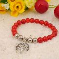 Natural Red Carnelian Bracelet Gemstone jewelry alloy pendants