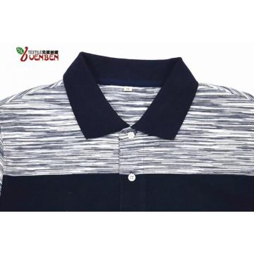 Polo de manga corta de jersey de rayas de hilo mixto para hombre