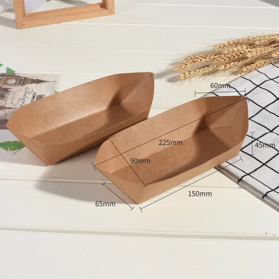 Wholesale Kraft Paperboat Shape Takeout Lunch Box Trays - Ready for Shipping