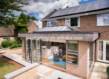 outdoor glass sun room with folding door design