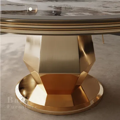 Wholesale High Quality Royal Hotel Rose Gold European Antique Round Dining Table