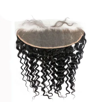 Single Donor Cuticle Aligned Human Hair Preplucked Malaysian Deep Wave Swiss Lace Frontal