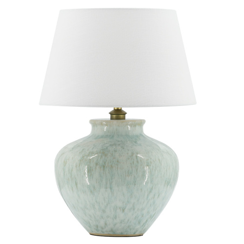 Design de abajur curto de cerâmica com abajur branco