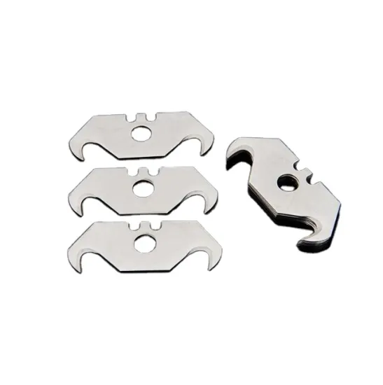Utility Blade Set: Steel Hook, Razor, and Knife Blades for Roofing & Carpet Work in a Convenient Plastic Box