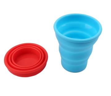 Shock-proof Collapsible Travel Cup Red Blue Silicone Bottle