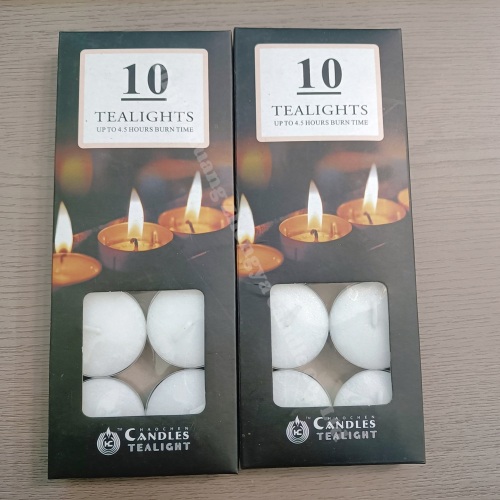 14g Unscented Tea Lights White 10pcs Black Box