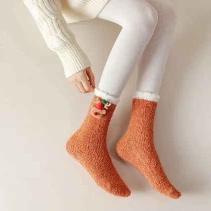 Cute Fluffy Coral Velvet Home Bed Socks