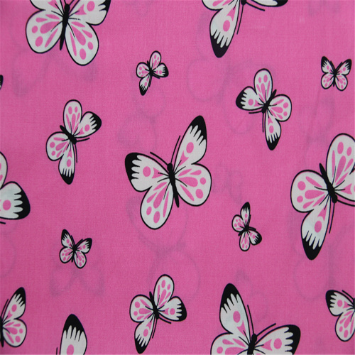 Pink Butterfly Printed With Cotton Poplin Fabric