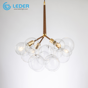 Lustre fleur en verre transparent LEDER