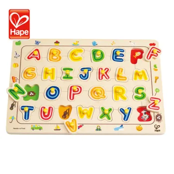 Cute design educational wooden alphabet puzzle toy