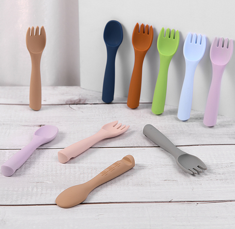 Silicone Spoon And Fork For Babies Feeding