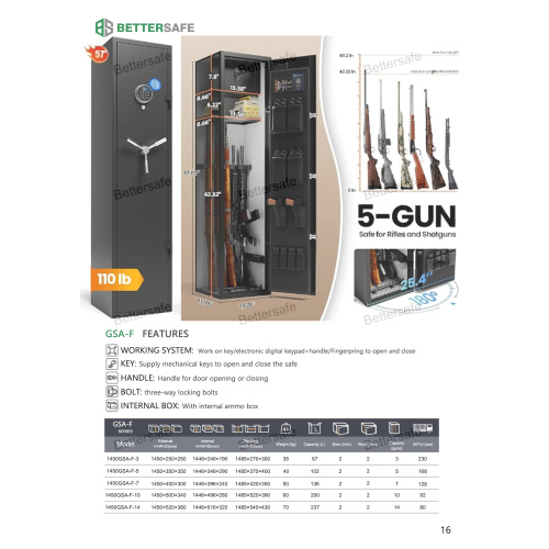 Digital Fingerprint & Keypad Code Rifle SAFES